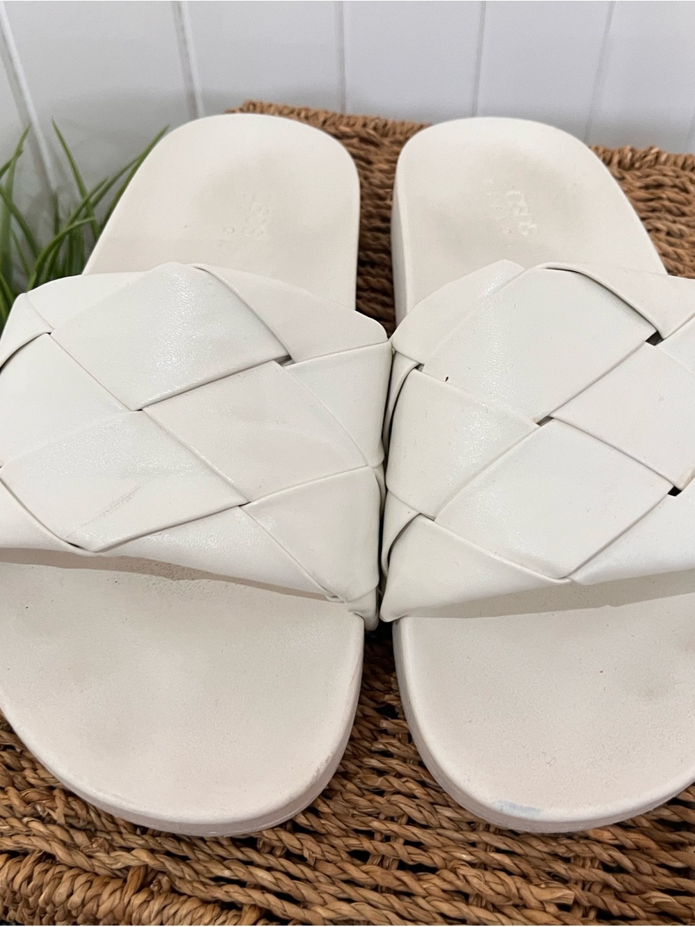 ASOS White Woven Slide Sandals for Women